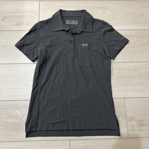 Figs Figspro Pique Shoulder Drop Polo Shirt Gray Short Sleeve Women's Size XXS - Picture 1 of 8